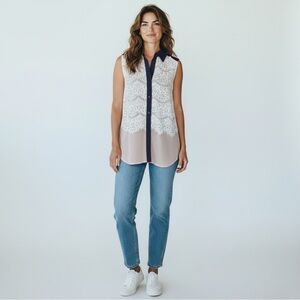 Sleeveless Lace button up Ryu New Large shirt women’s whimsicore